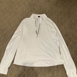 White Long Sleeve Zip-Up Top